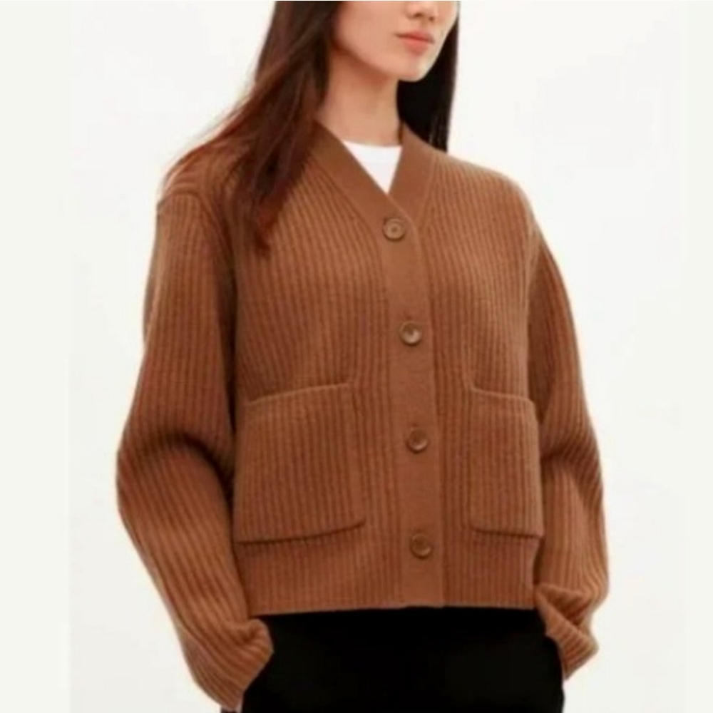Uniqlo Premium Lambswool Ribbed Long-Sleeve Cardigan